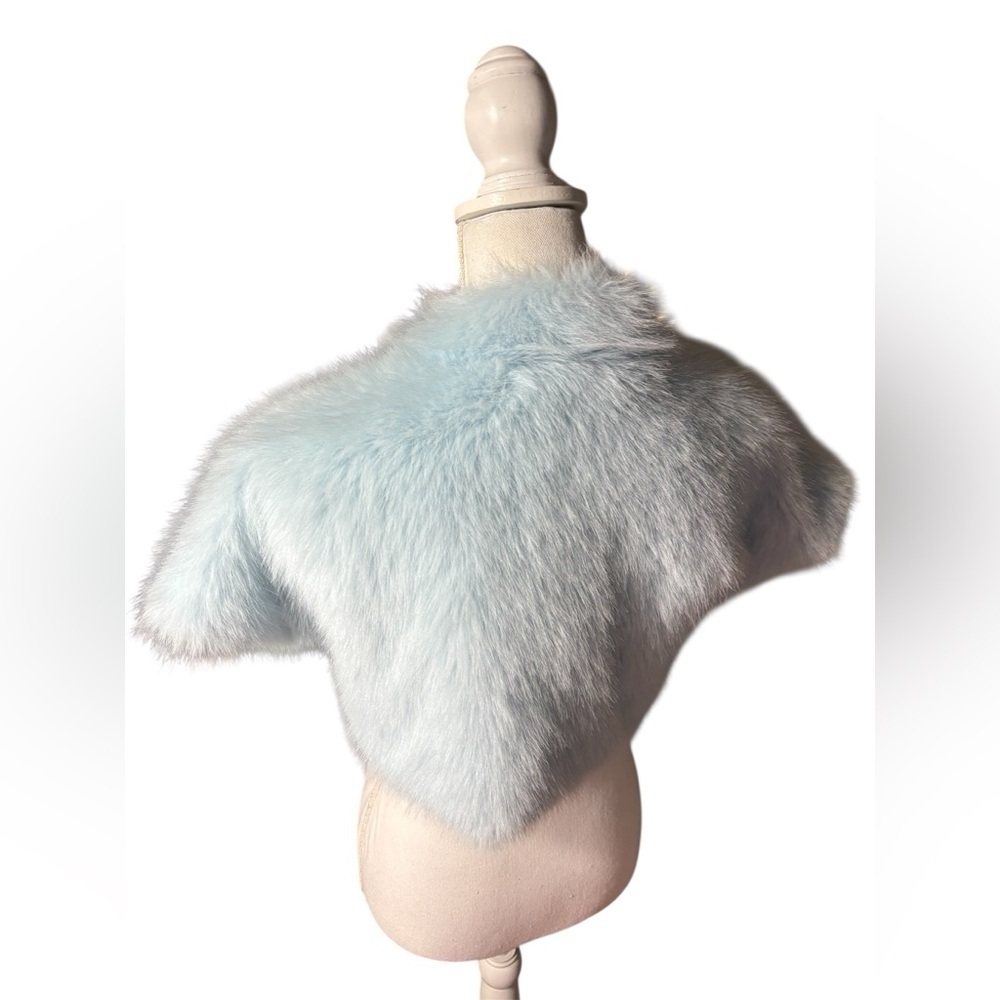 đżď¸ Spoon Jeans Faux Fur coat Baby BlueâJacket stole scarf Size S New with tag - Picture 2 of 7